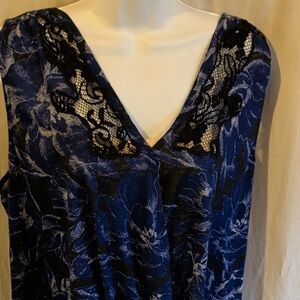 Lucky Blue and Black Floral Lace Sleeveless Top Size XL - NWT